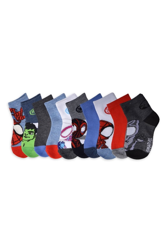 Spiderman Toddler Boys Ankle Socks, 10-Pack, Sizes 12M-5T