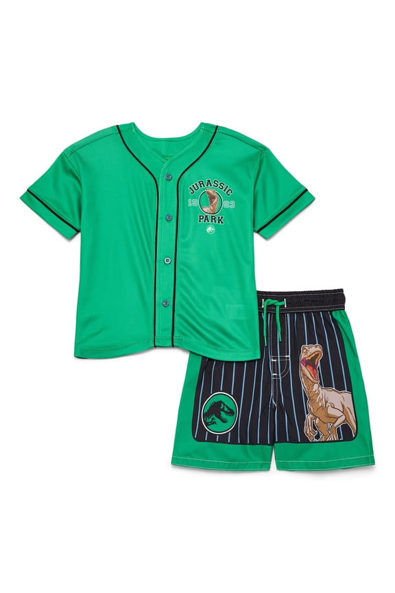 Character Toddler Boy Jersey Rash Guard and Swim Trunk Swim Set, Sizes 2T-5T