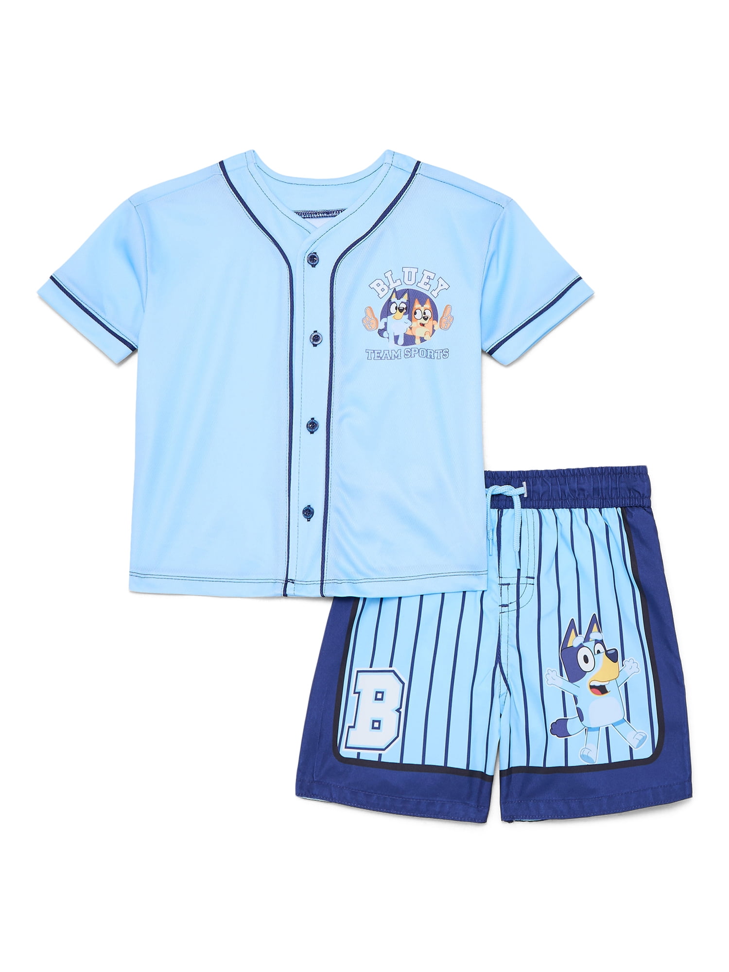Character Toddler Boy Jersey Rash Guard and Swim Trunk Swim Set, Sizes 2T-5T