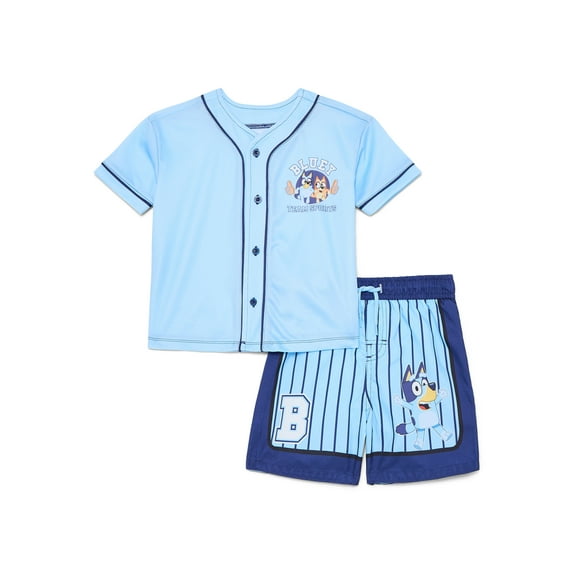 Character Toddler Boy Jersey Rash Guard and Swim Trunk Swim Set, Sizes 2T-5T