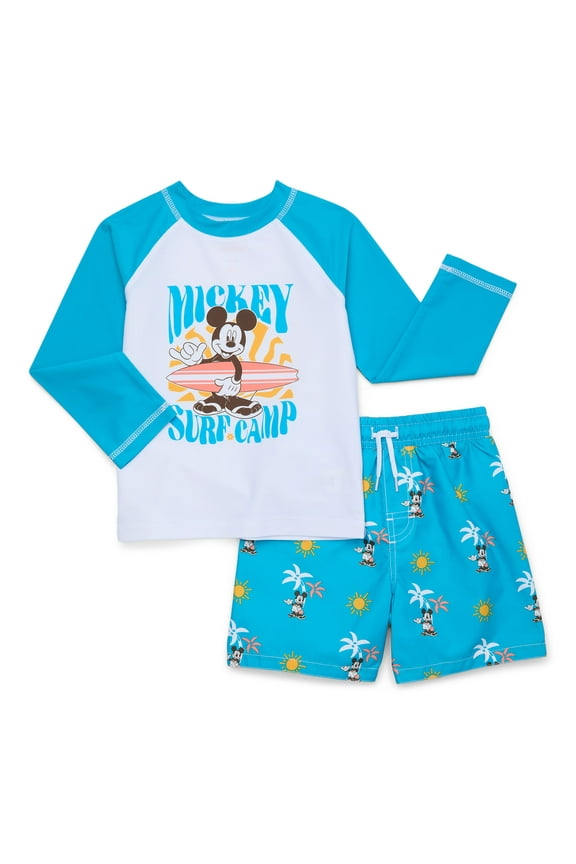 Character Toddler Boy Long- Sleeve Rash Guard and Swim Trunks, 2-Piece, Size 12M-5T
