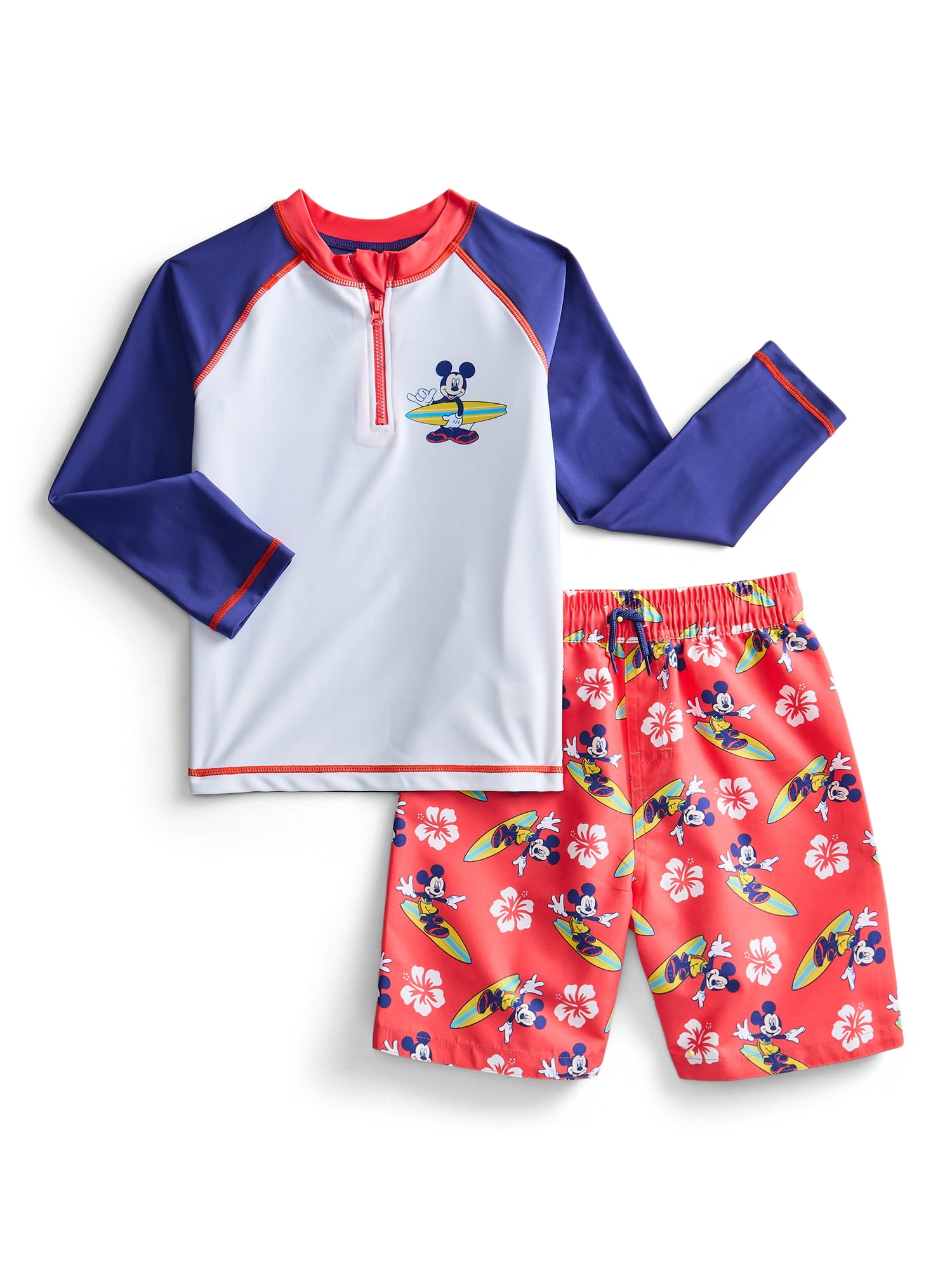 Character Toddler Boy Long- Sleeve Rash Guard and Swim Trunks, 2-Piece, Size 12M-2M