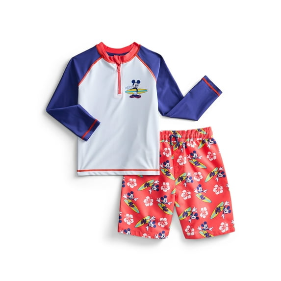Character Toddler Boy Long- Sleeve Rash Guard and Swim Trunks, 2-Piece, Size 12M-2M