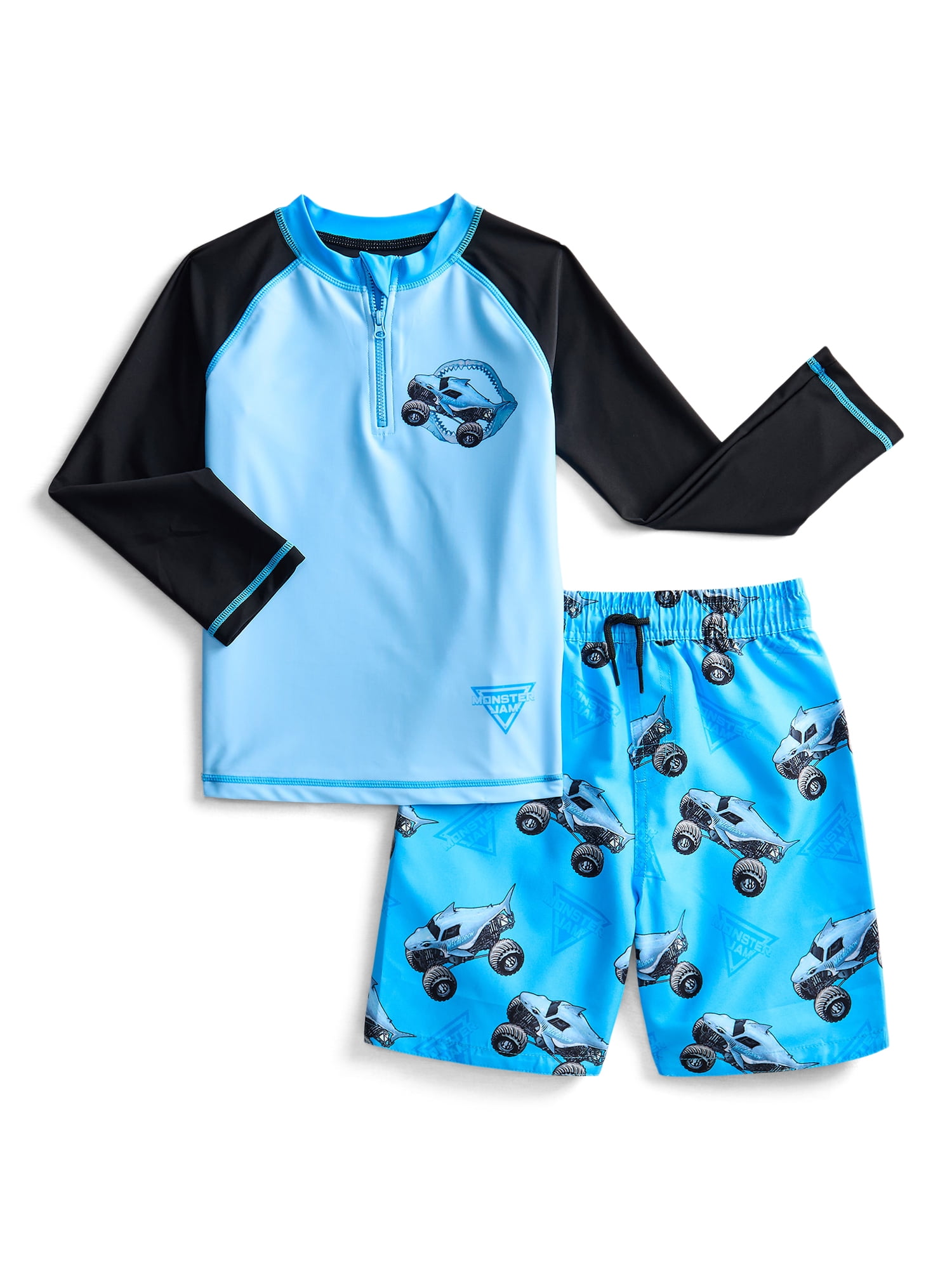 Character Toddler Boy Long- Sleeve Rash Guard and Swim Trunks, 2-Piece, Size 12M-2M