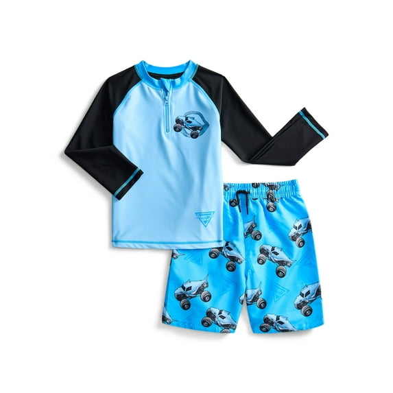 Character Toddler Boy Long- Sleeve Rash Guard and Swim Trunks, 2-Piece, Size 12M-2M