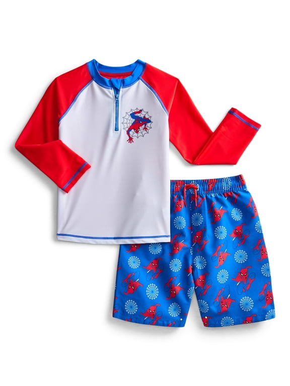 Character Toddler Boy Long- Sleeve Rash Guard and Swim Trunks, 2-Piece, Size 12M-2M
