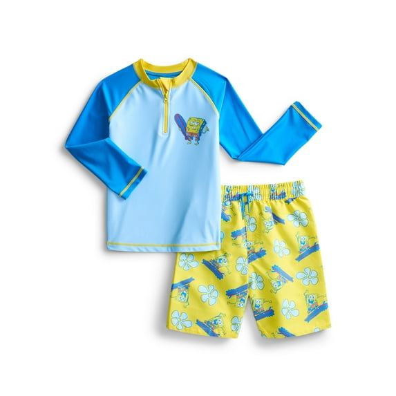 Character Toddler Boy Long- Sleeve Rash Guard and Swim Trunks, 2-Piece, Size 12M-2M