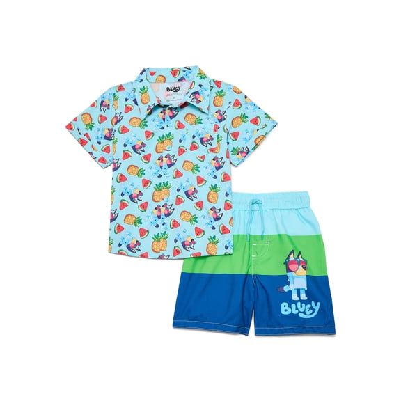 Character Toddler Boy Resort Shirt and Swim Trunk Set, 2-Piece, Sizes 12M - 5T