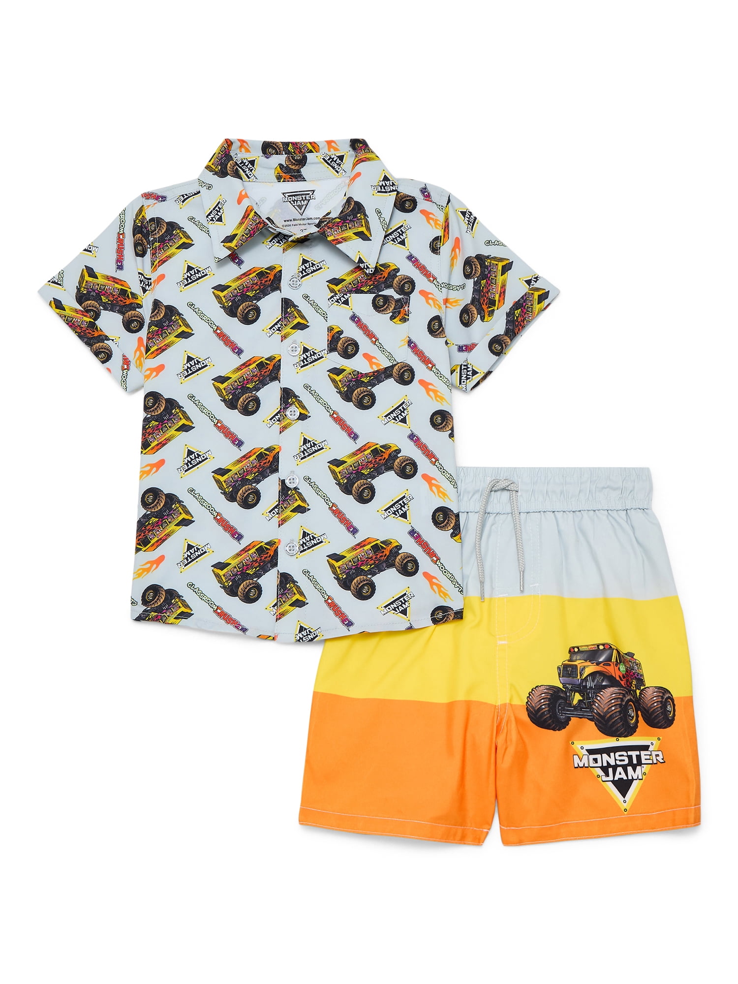 Character Toddler Boy Resort Shirt and Swim Trunk Set, 2-Piece, Sizes 12M - 5T