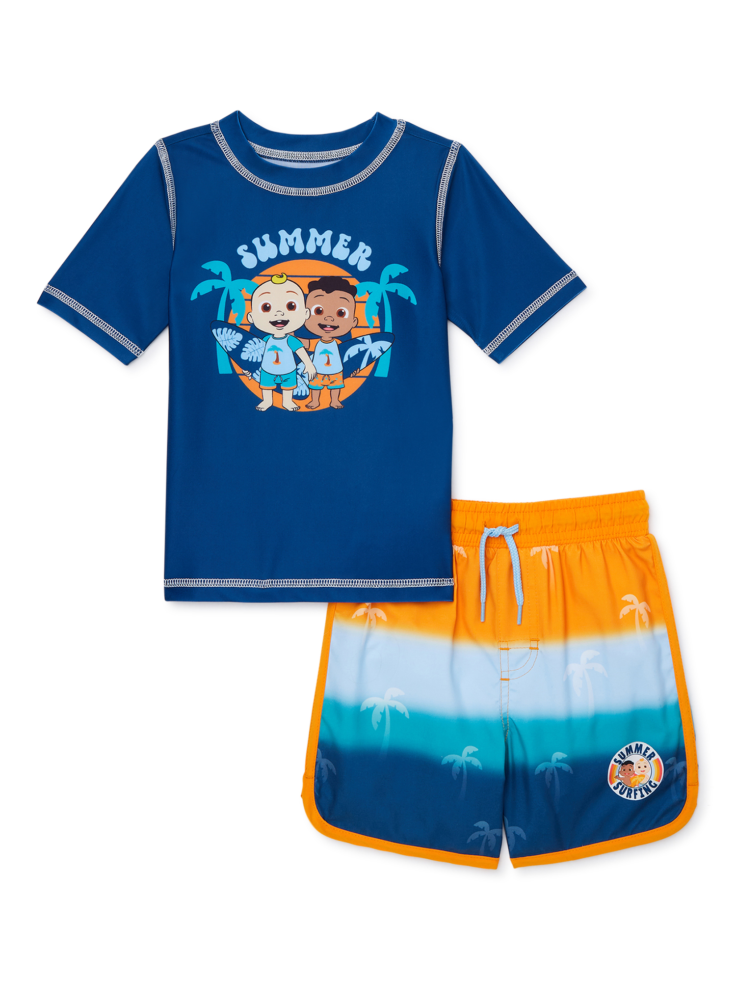 Character Toddler Boy Short-Sleeve Rashguard Swim Set, Sizes 12M-5T - image 1 of 4
