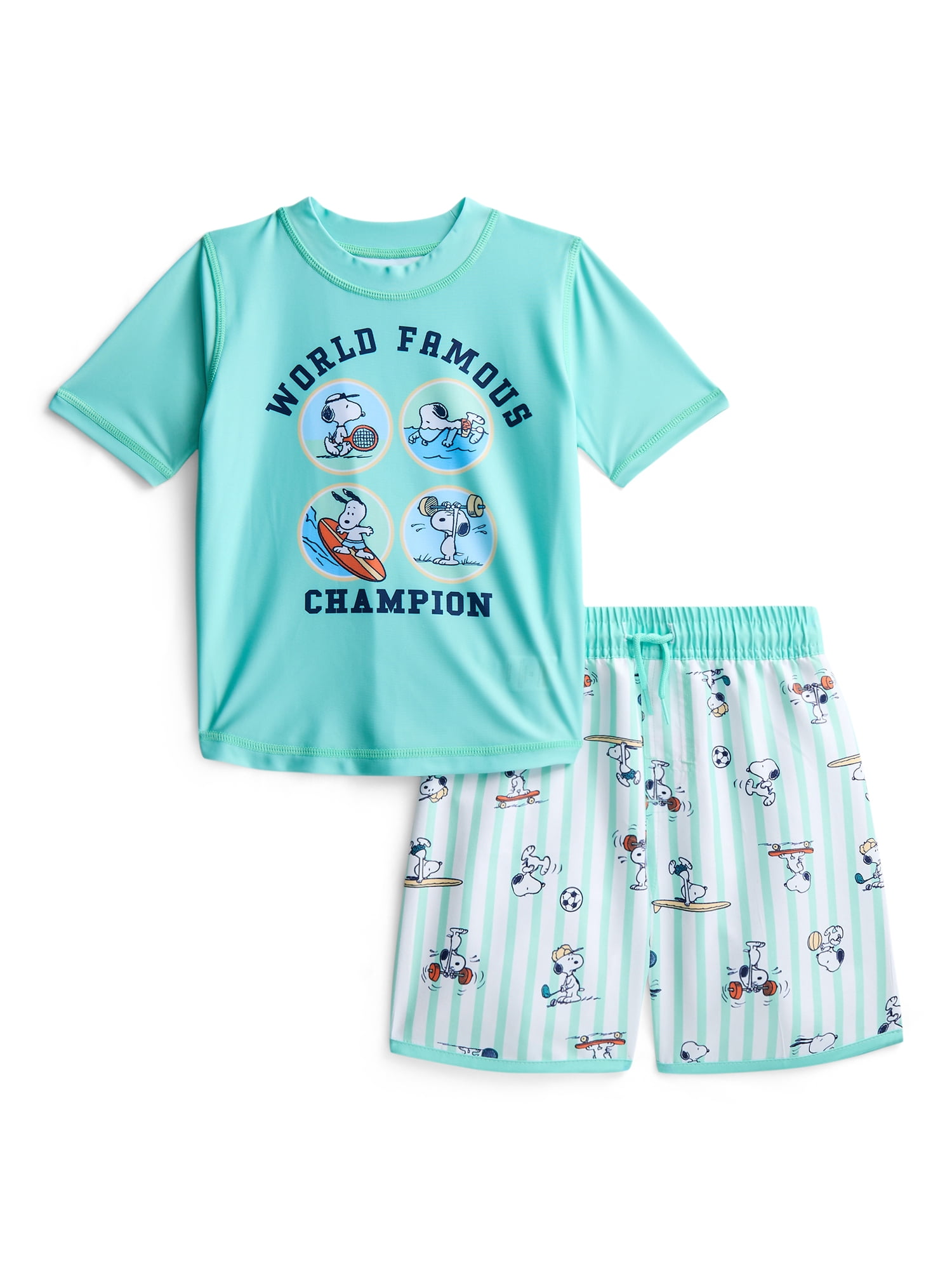 Character Toddler Boy Short-Sleeve Rash Guard and Swim Trunk Set, Sizes 12M-5T