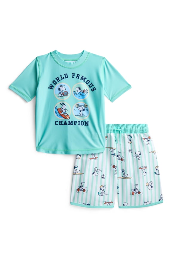 Character Toddler Boy Short-Sleeve Rash Guard and Swim Trunk Set, Sizes 12M-5T