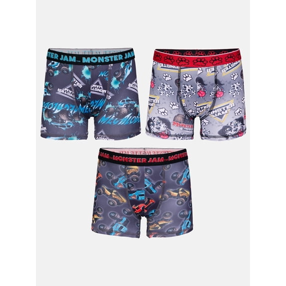 Monster Jam Toddler Boys Character Underwear Athletic Boxer Briefs, Size 2T-4T, 3 Pack