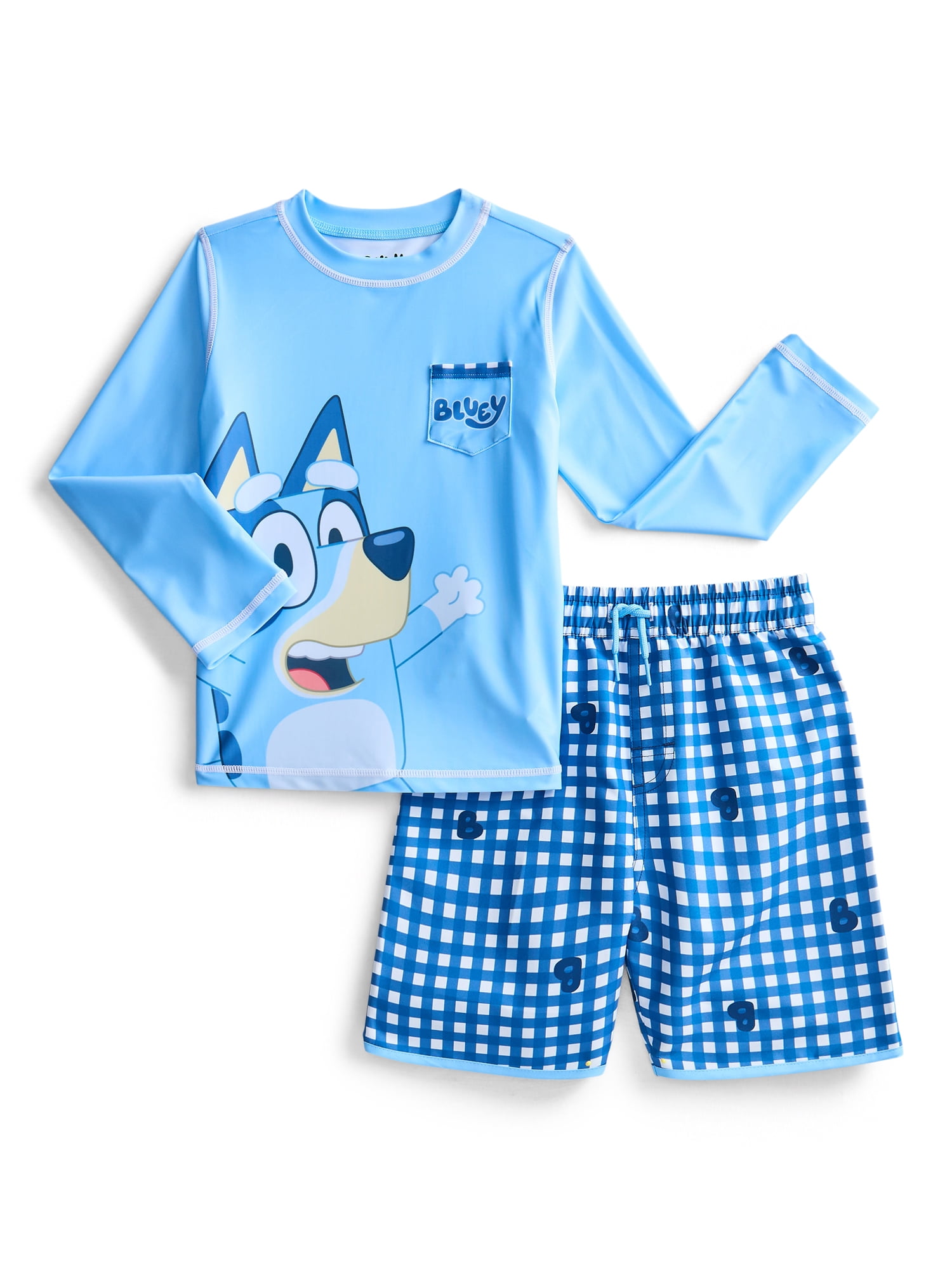 Character Toddler Boy Long- Sleeve Rash Guard and Swim Trunks, 2-Piece, Size 12M-5T
