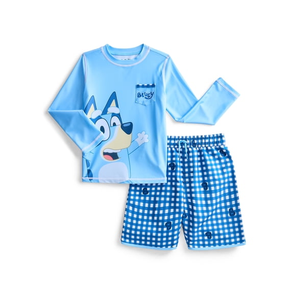 Character Toddler Boy Long- Sleeve Rash Guard and Swim Trunks, 2-Piece, Size 12M-5T