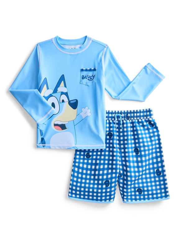 Character Toddler Boy Long- Sleeve Rash Guard and Swim Trunks, 2-Piece, Size 12M-5T