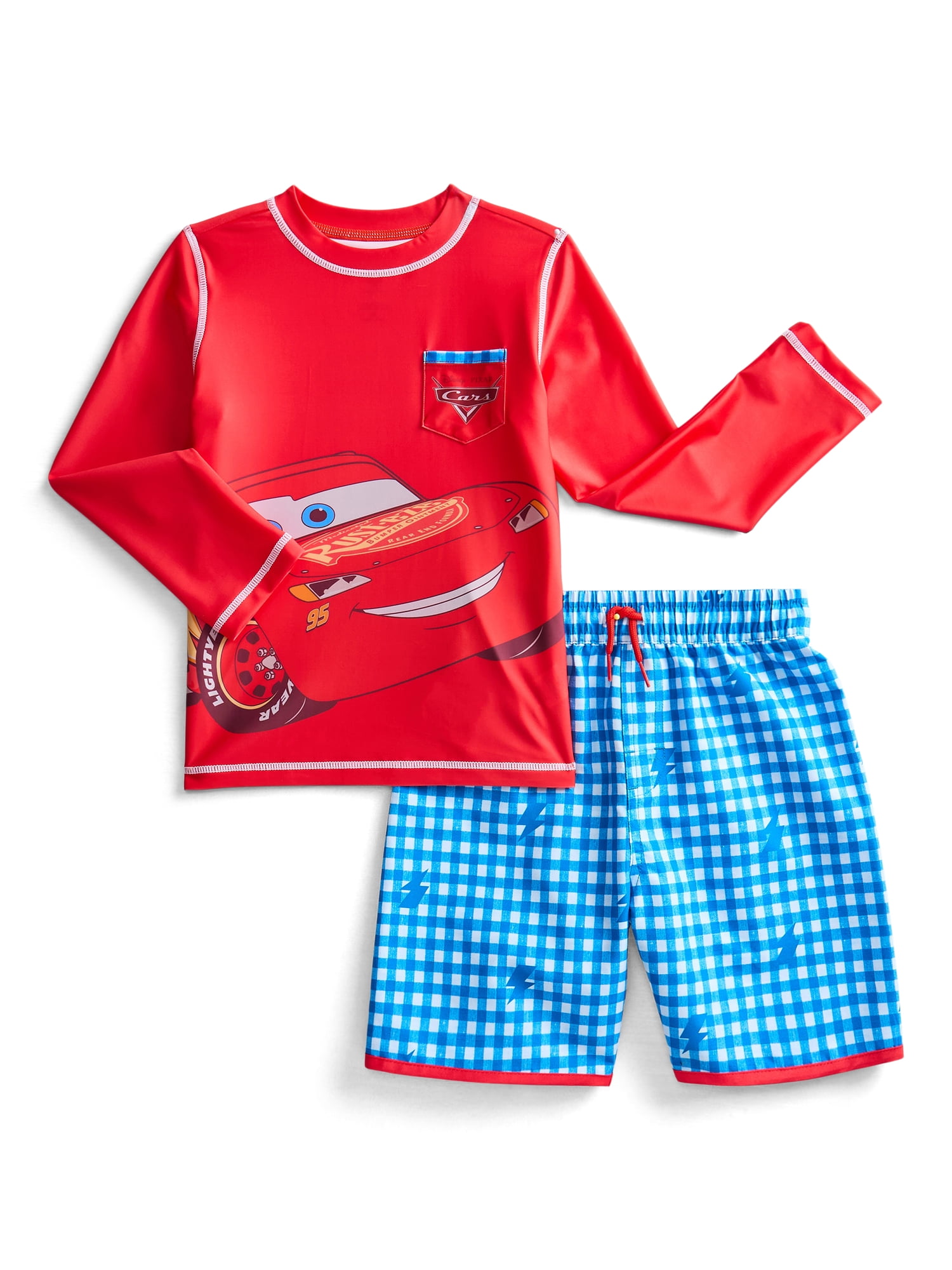 Character Toddler Boy Long- Sleeve Rash Guard and Swim Trunks, 2-Piece, Size 12M-5T