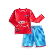 Character Toddler Boy Long- Sleeve Rash Guard and Swim Trunks, 2-Piece, Size 12M-5T