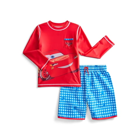 Character Toddler Boy Long- Sleeve Rash Guard and Swim Trunks, 2-Piece, Size 12M-5T