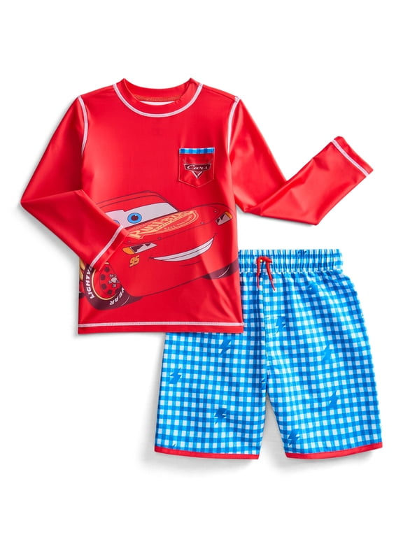 Character Toddler Boy Long- Sleeve Rash Guard and Swim Trunks, 2-Piece, Size 12M-5T