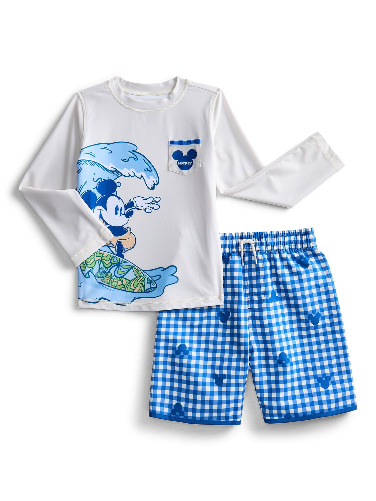 Character Toddler Boy Long- Sleeve Rash Guard and Swim Trunks, 2-Piece, Size 12M-5T