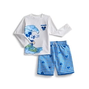 Character Toddler Boy Long- Sleeve Rash Guard and Swim Trunks, 2-Piece, Size 12M-5T