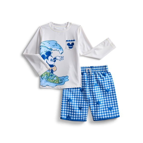 Character Toddler Boy Long- Sleeve Rash Guard and Swim Trunks, 2-Piece, Size 12M-5T