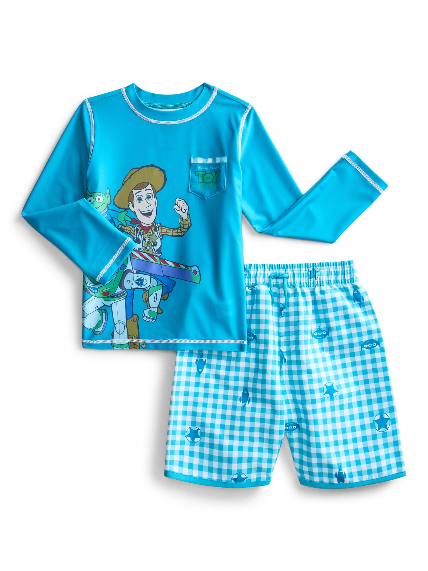 Character Toddler Boy Long- Sleeve Rash Guard and Swim Trunks, 2-Piece, Size 12M-5T