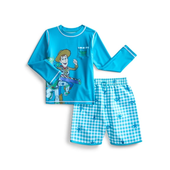 Character Toddler Boy Long- Sleeve Rash Guard and Swim Trunks, 2-Piece, Size 12M-5T