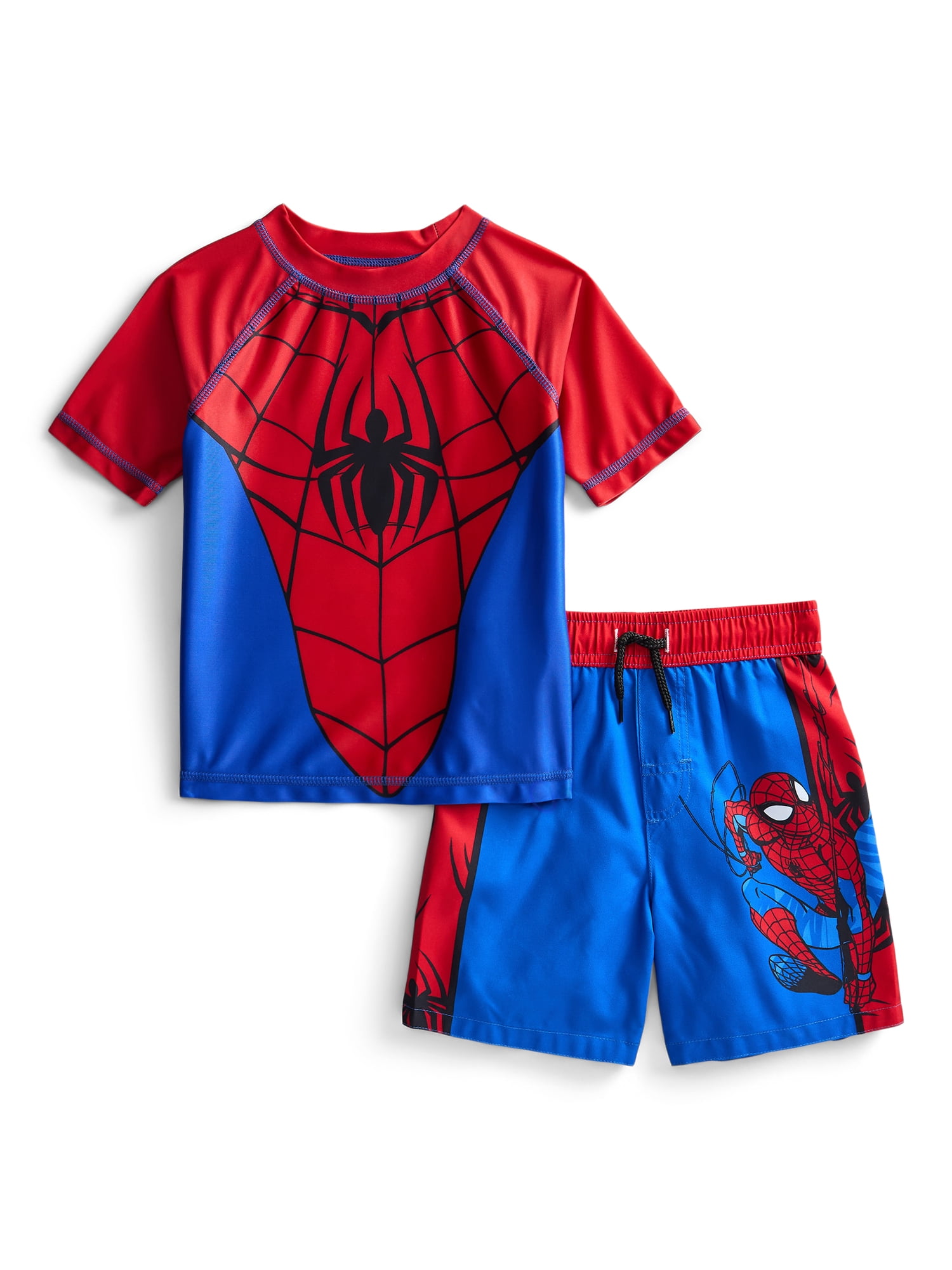 Spider-Man Toddler Boys Character Rash Guard Top and Swim Shorts Set, 2-Piece, Size 12M-5T