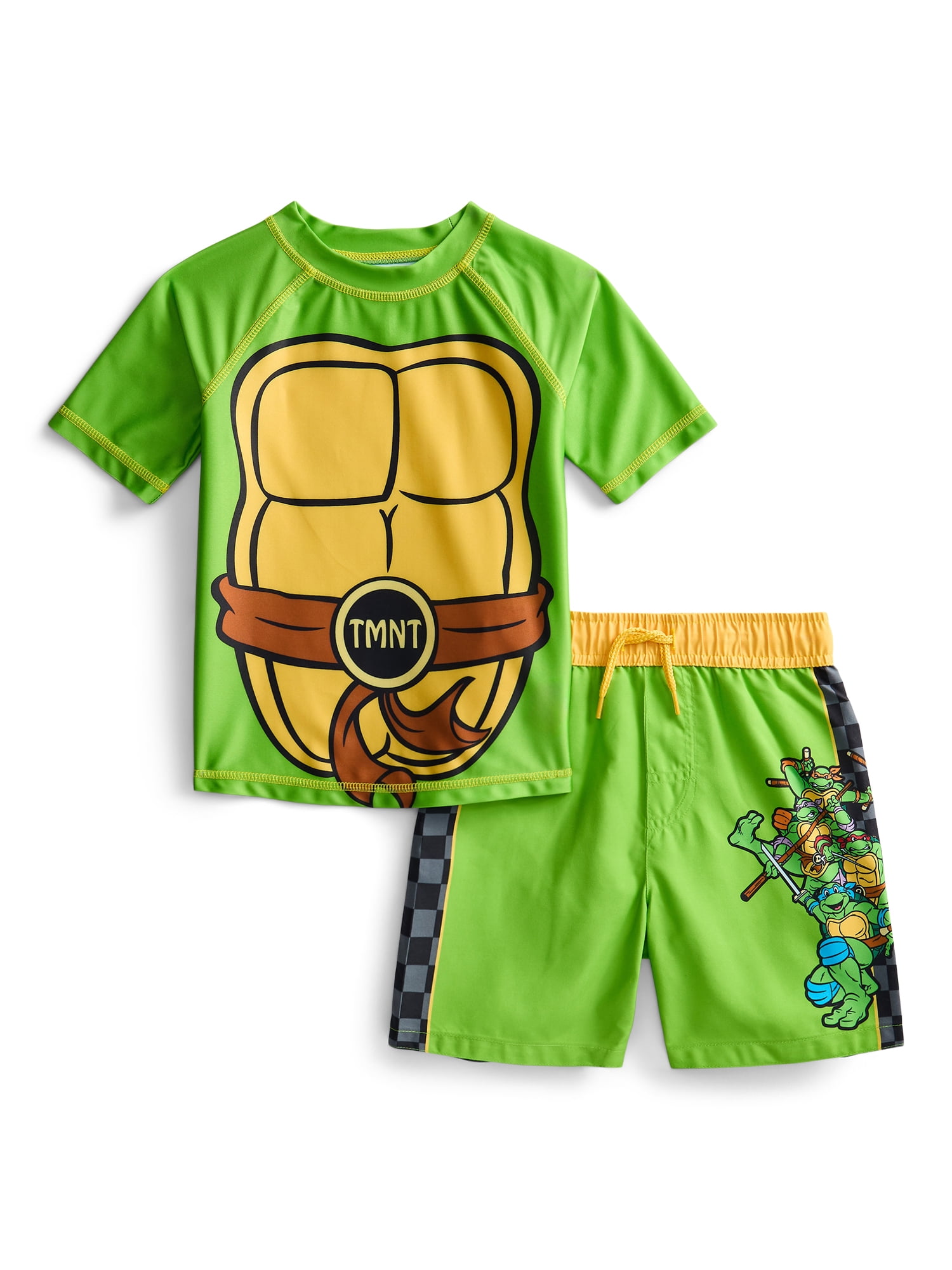 Teenage Mutant Ninja Turtles Toddler Boys Character Rash Guard Top and Swim Shorts Set, 2-Piece, Size 12M-5T