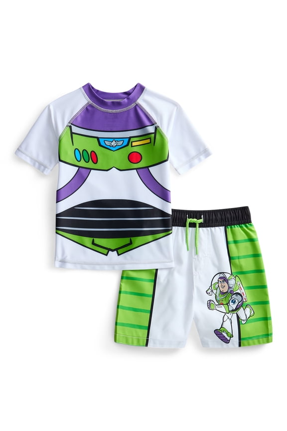Toy Story Toddler Boys Character Rash Guard Top and Swim Shorts Set, 2-Piece, Size 12M-5T