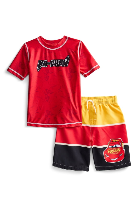 Character Toddler Boy Short-Sleeve Rash Guard and Swim Trunk Set, Sizes 12M-5T