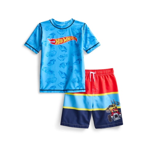 Character Toddler Boy Short-Sleeve Rash Guard and Swim Trunk Set, Sizes 12M-5T