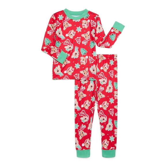 Character Toddler Christmas Snug Fit Top and Pants, 2-Piece Pajama Set, Sizes 12M-5T