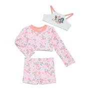 Character Toddler Girl Rash Guard and Bikini Swimsuit Set, 3-Piece, Sizes 2T-5T