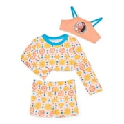 Character Toddler Girl Rash Guard and Bikini Swimsuit Set, 3-Piece, Sizes 2T-5T