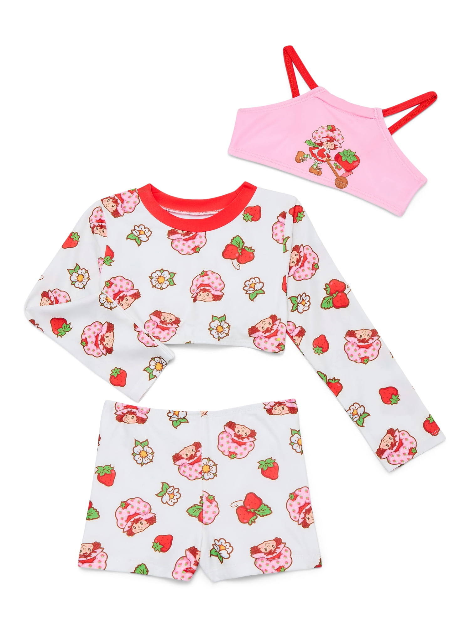 Character Toddler Girl Rash Guard and Bikini Swimsuit Set, 3-Piece, Sizes 2T-5T