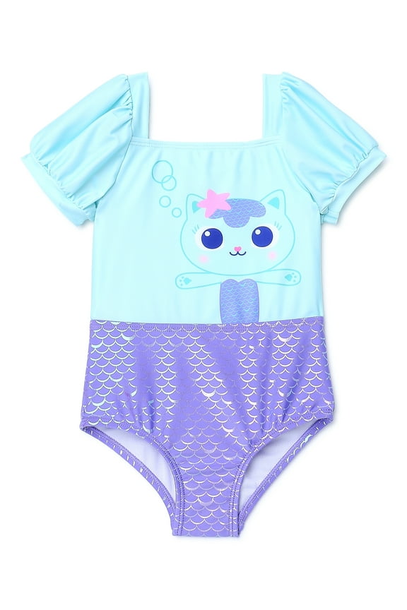 Character Toddler Girl Puff-Sleeve One-Piece Swimsuit, Sizes 12M-5T