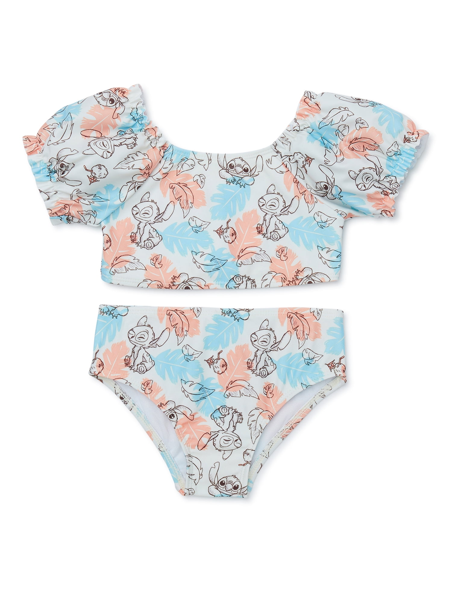 Female Puff Character Toddler Girl Puff-Sleeve Two-Piece Swimsuit, Sizes 12M-5T ...