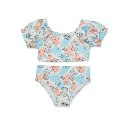 Character Toddler Girl Puff-Sleeve Two-Piece Swimsuit, Sizes 12M-5T