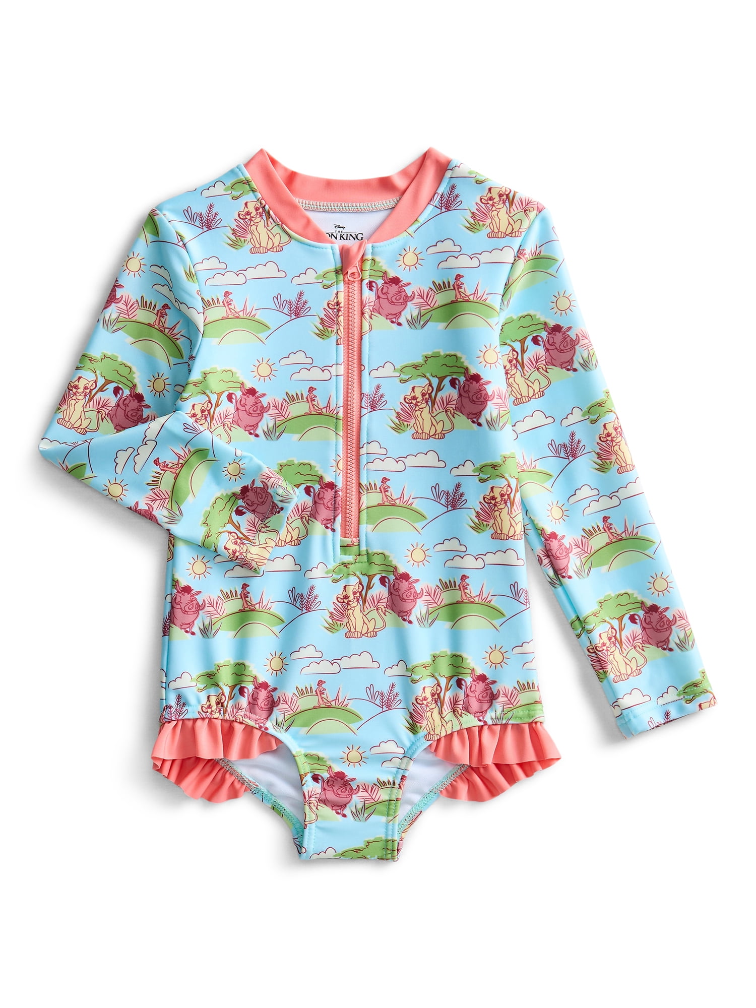 Character Toddler Girl Rash Guard Swimsuit, Sizes 12M-5T