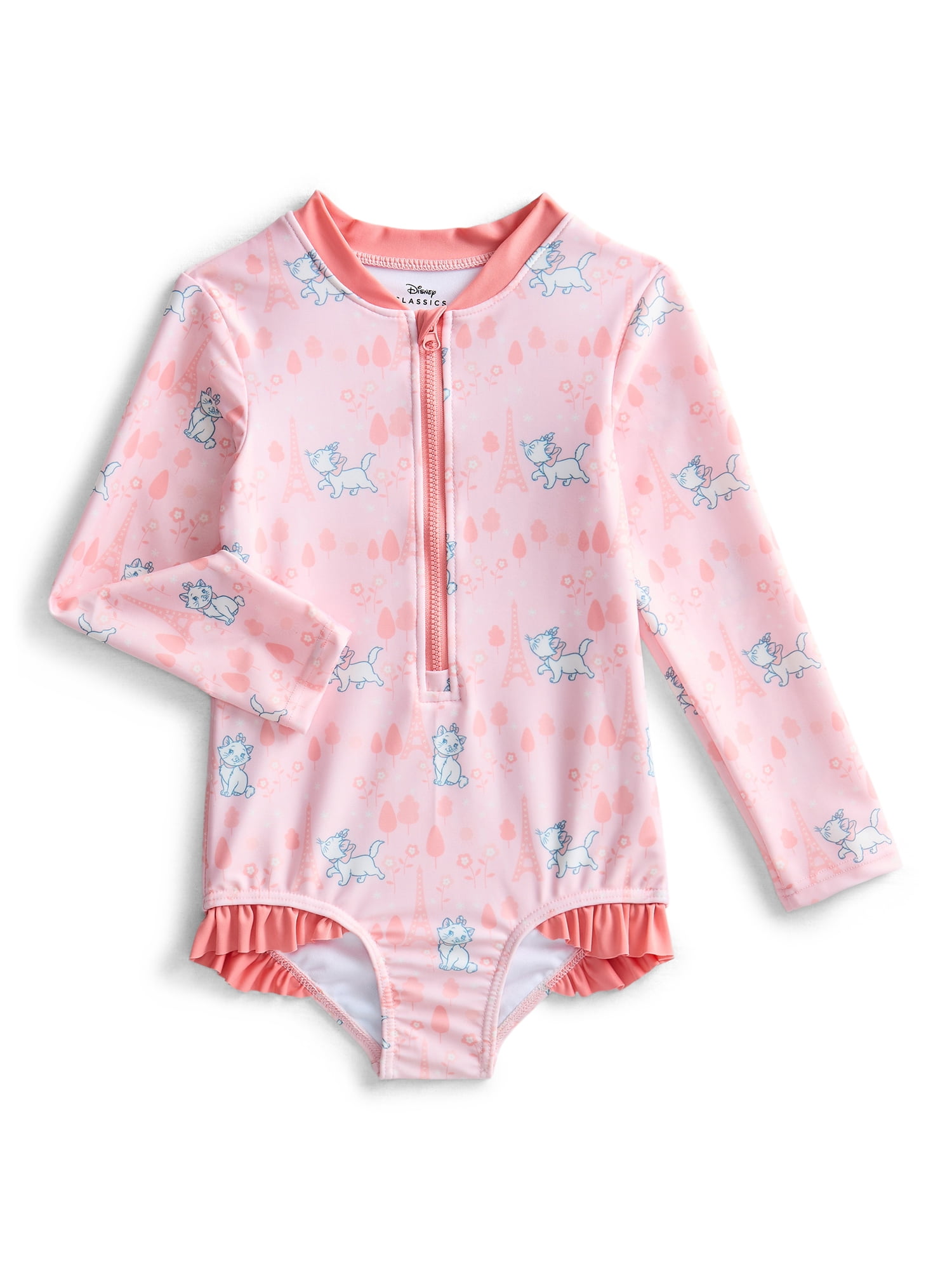 Character Toddler Girl Rash Guard Swimsuit, Sizes 12M-5T