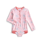 Character Toddler Girl Rash Guard Swimsuit, Sizes 12M-5T