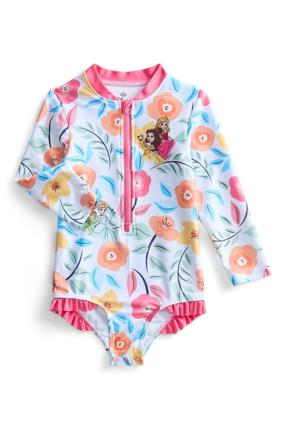 Character Toddler Girl Rash Guard Swimsuit, Sizes 12M-5T