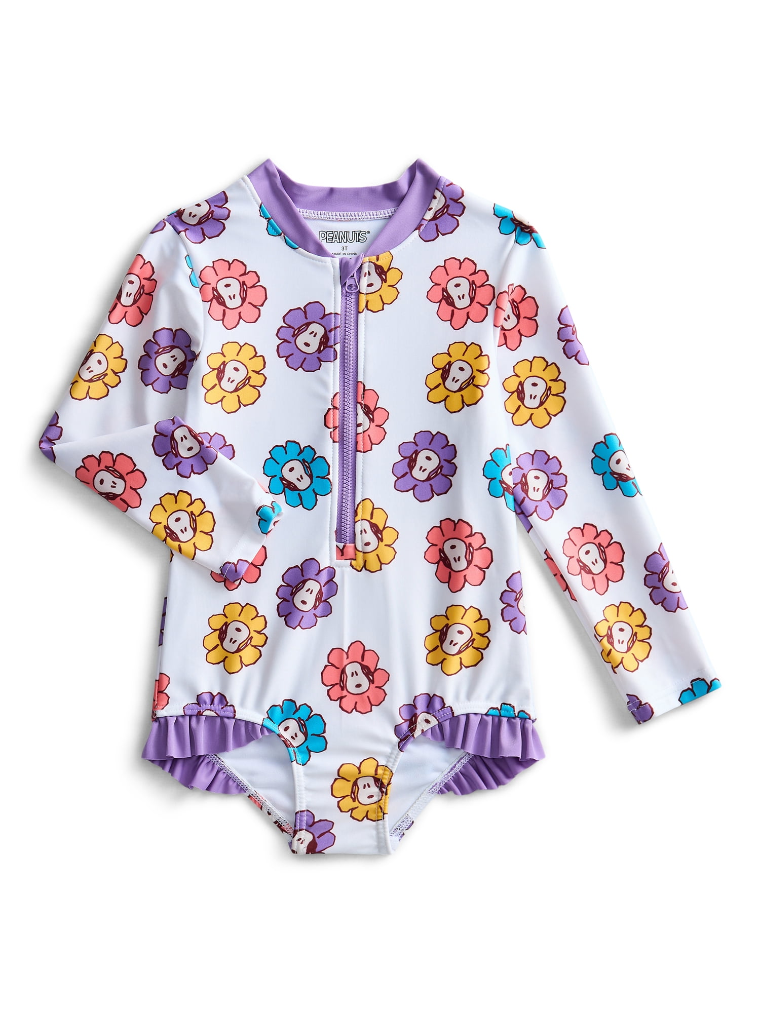Character Toddler Girl Rash Guard Swimsuit, Sizes 12M-5T