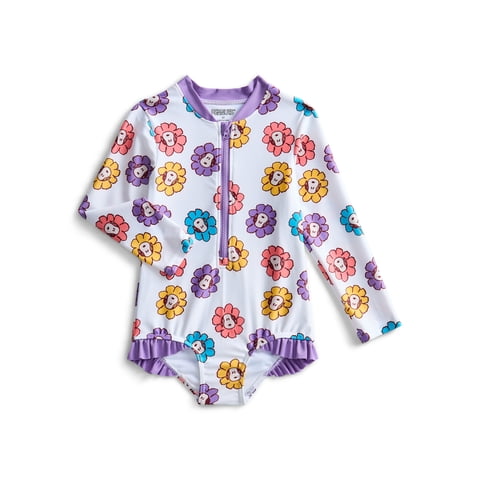 Character Toddler Girl Rash Guard Swimsuit, Sizes 12M-5T