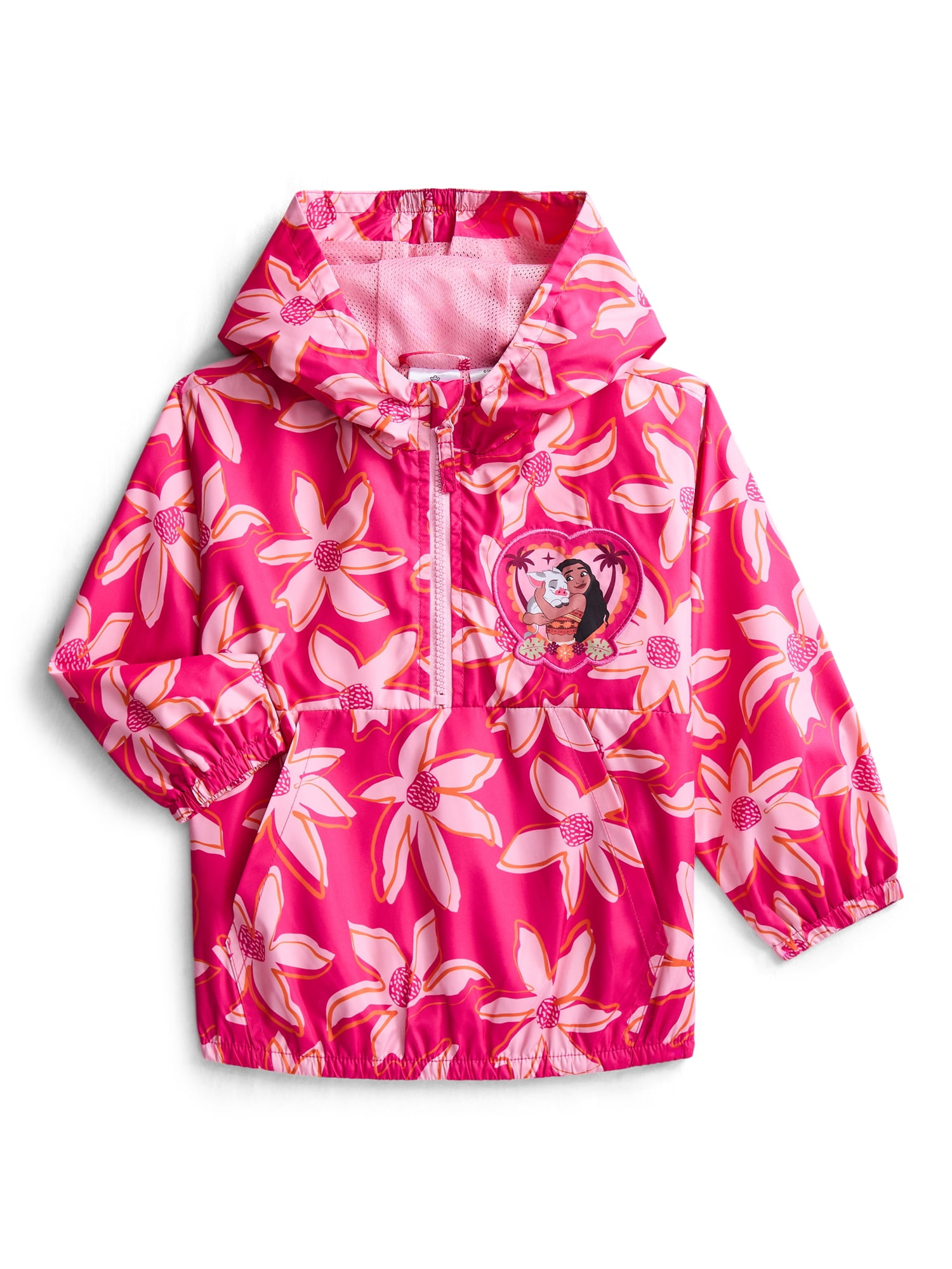 Character Toddler Girl Half- Zip Windbreaker with Hood, Sizes 2T-5T