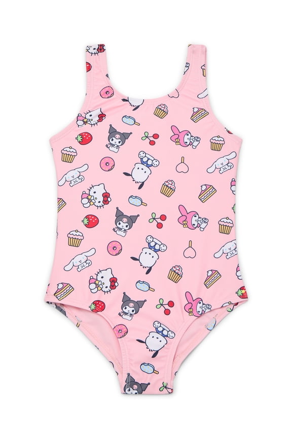 Hello Kitty x Wonder Nation Toddler Girl One-Piece Swimsuit, Sizes 18M-5T