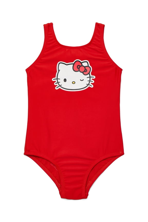 Wonder Nation Toddler Girls Hello Kitty Swimsuit One-Piece with UPF 50, Sizes 18M-5T